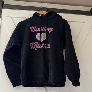 Hanes Black Hoodie with Pink Wrestling Mama Design